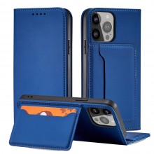 Capa De Cartão Magnético Para Iphone 13 Mini Cartão Book Suporte De Cartão Azul