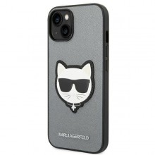 Karl Lagerfeld Klhcp14Msapchg Iphone 14 Plus 6,7" Hardcase Srebrny/Silver Saffiano Choupette Head Patch