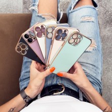 Lighting Color Case for Xiaomi Redmi Note 11 Pro gel cover with gold frame white