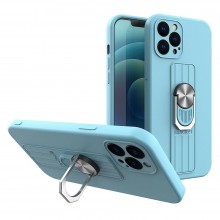 Capa Iphone 12 Mini Hurtel Com Suporte Azul Claro